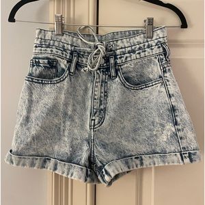 Pacsun high-waisted jean shorts with tie in front or back